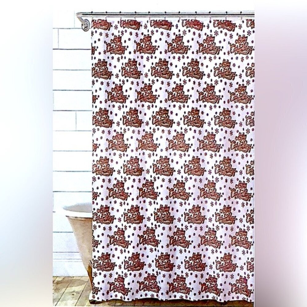 Christmas Candy Cane Shower Curtain Holiday XMas Fabric 70 x 72 in Red White - Picture 3 of 16